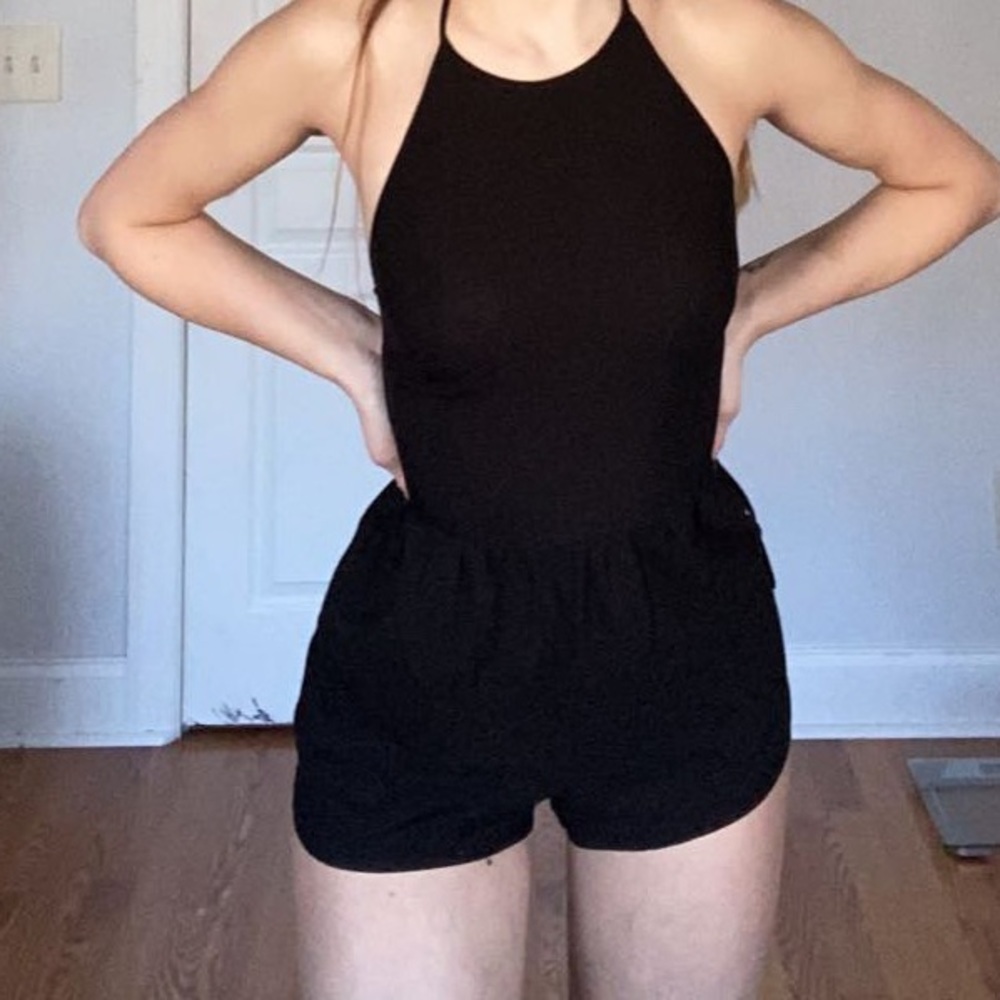 Backless Black Romper